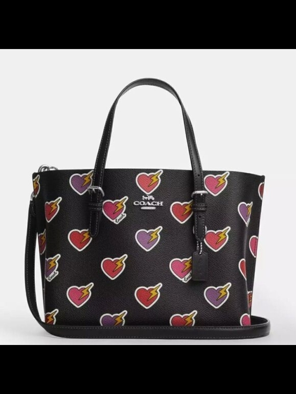 Coach Mollie Tote 25 Heart Bolt Print Crossbody Bag & Wristlet Combo - Picture 2 of 9